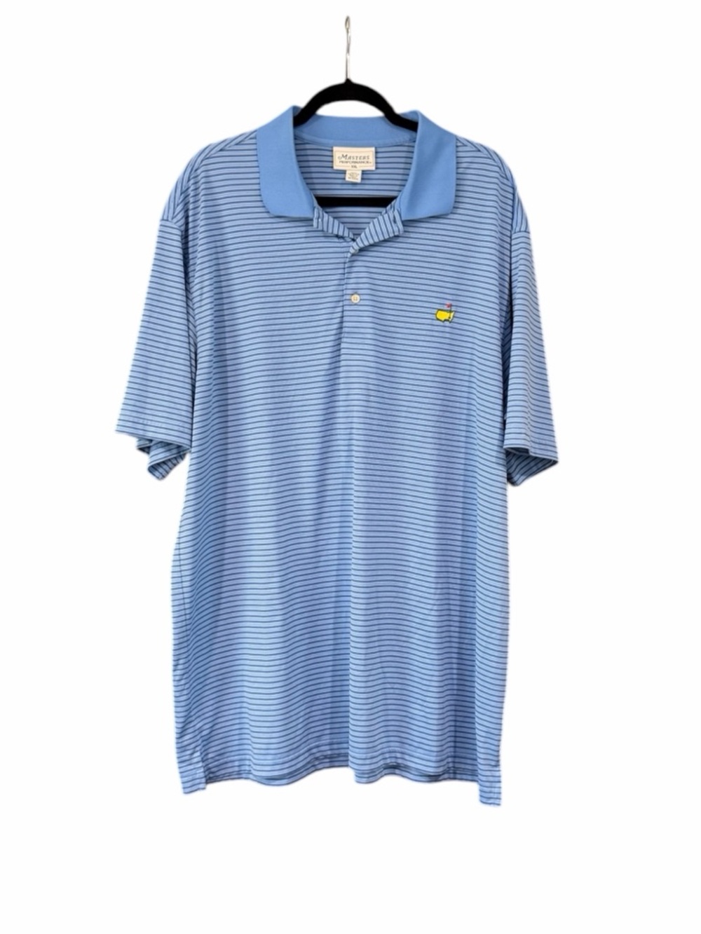 Masters Performance Blue Striped Polo with Yellow Masters Logo‎ Size XXL
